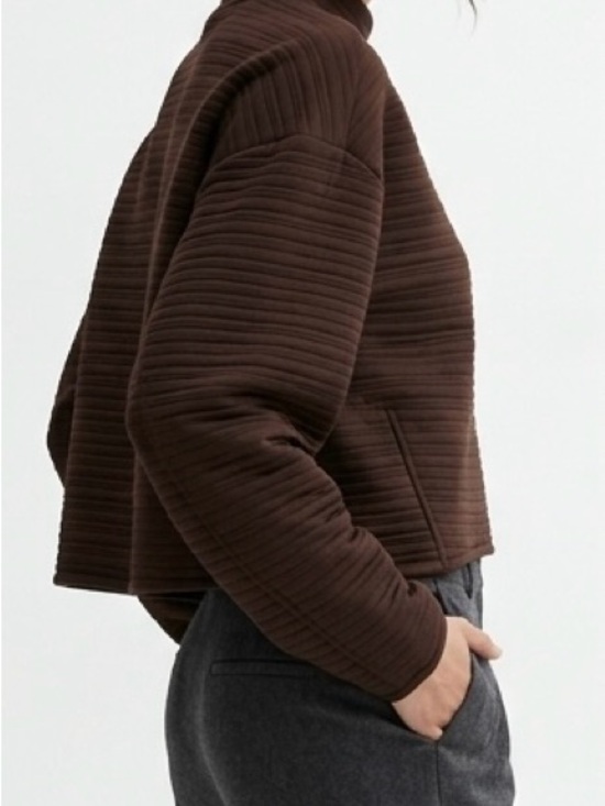 Prana Sweaters - prAna Send Off Pullover Brown Ribbed Mock Neck Bubble Sleeve Sweatshirt M
